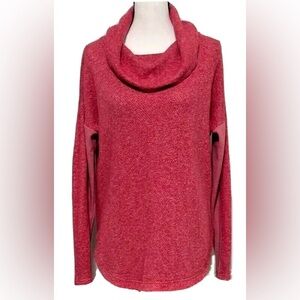 Tommy Hilfiger ATHLUXE Women's Sweatshirt Red White Marled Cowl Neck Small NWT